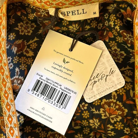 NWT💫Exclusive💫Spell X Free People Sienna Bambi Gown in Peppercorn size medium - Picture 13 of 16